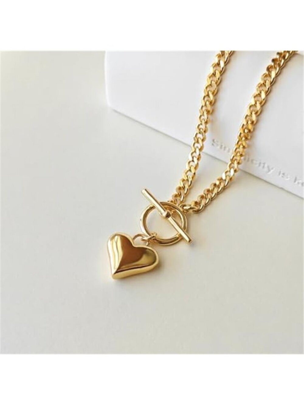 14K Gold Plated Heart Choker Necklace Women